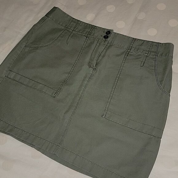 Ann Taylor Cotton/Linen Army Green Cargo Skirt - Picture 8 of 14